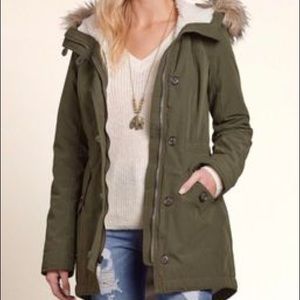 Hollister Heritage Collection Green Sherpa Parka